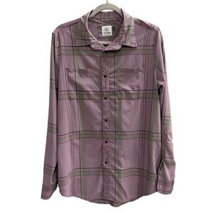 FLYLOW Long Sleeve Plaid Button Down Shirt Purple Size Large
